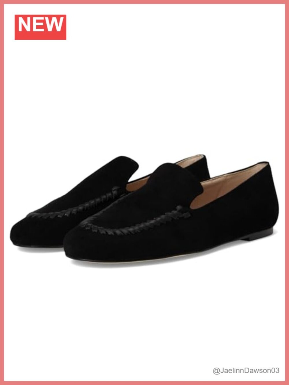 Suede Leather Lined Slip-On Loafers Whipstitch Trim Low Top Casual